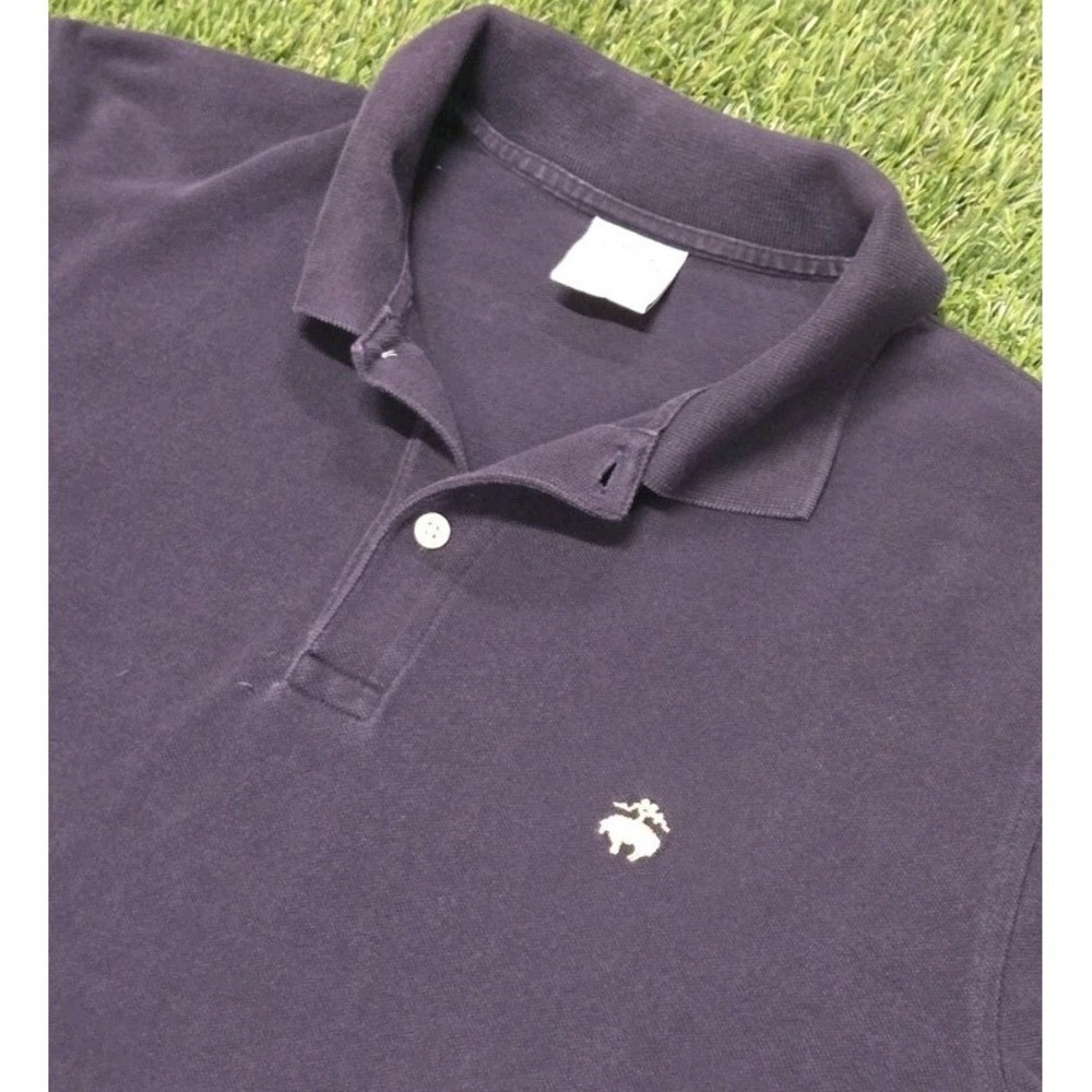 Men's Brooks Brothers Navy Blue Gold Logo Slim Fit Polo Shirt Size Large